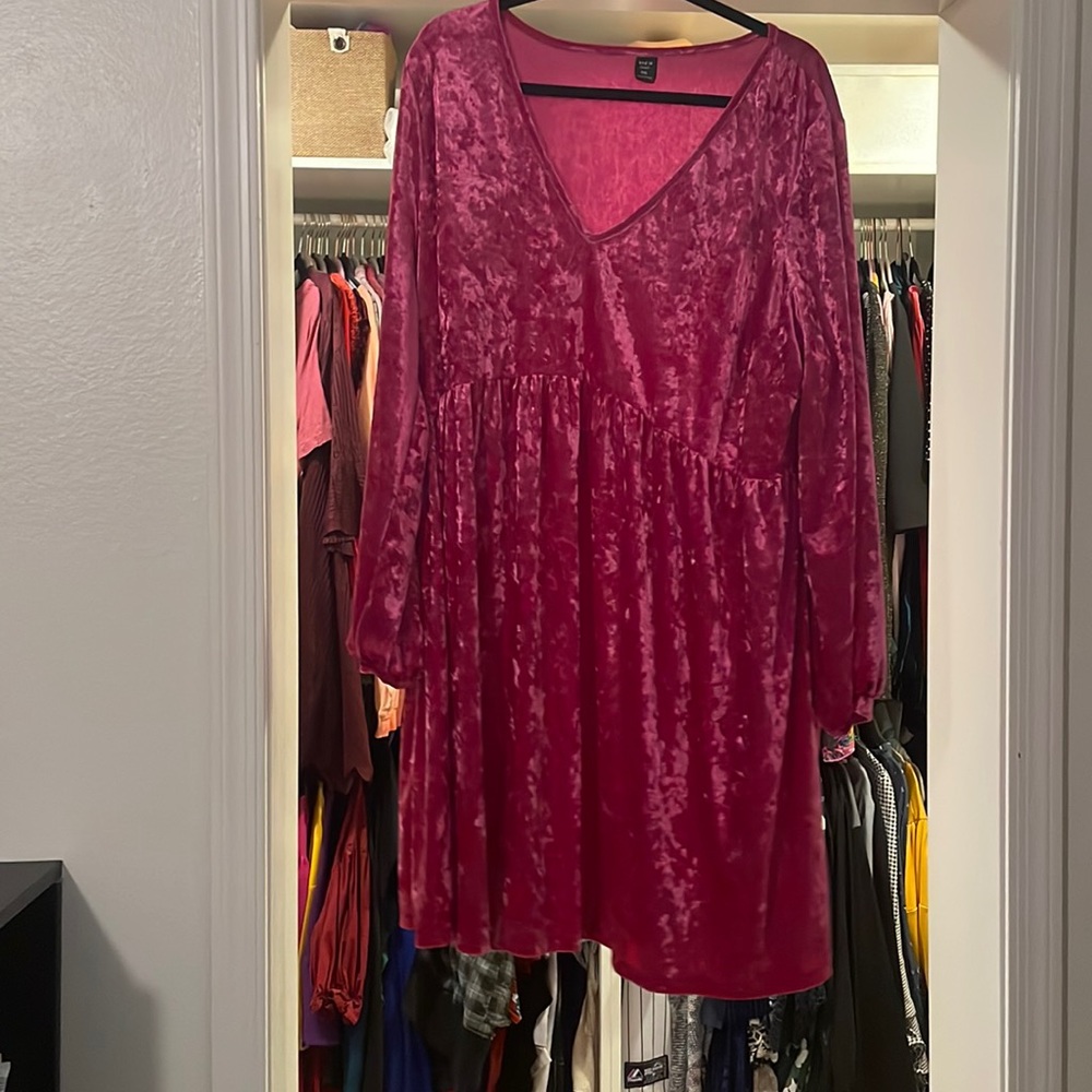 Pink velvet dress